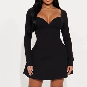 Fashion Nova Chic Black Long Sleeve Dress